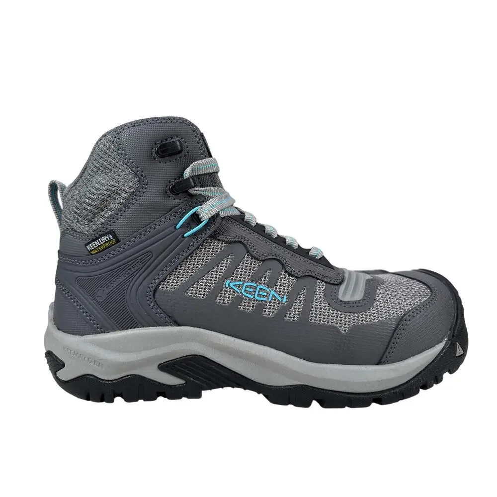 Keen‎ Reno Mid Work Boot Womens 8 Wide Carbon Toe Waterproof Grey Leather